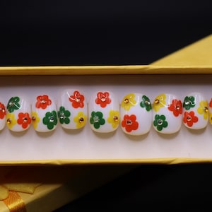Funky Flowers Kids Press On Nails