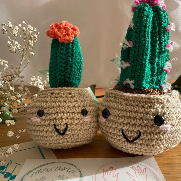 Cactus fait à la main au crochet, Cadeau Botanique pour parents de plantes ou les amoureux des plantes. Poupée de plante.