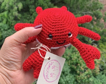 Crochet Peluche Crab Handmade Spielzeug, gefülltes Plüsch Geschenk für Baby oder Kinder für Weihnachten oder Geburtstage.