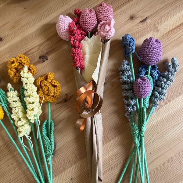 Häkeln Sie Muttertagsgeschenk - Blumenstrauß der Häkelblumen-handgemachtes Geschenk