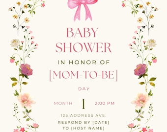 Baby Shower Invitation Wildflower Border