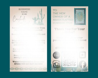 CANVA Cowhide Care Card Template - Postal Southwestern