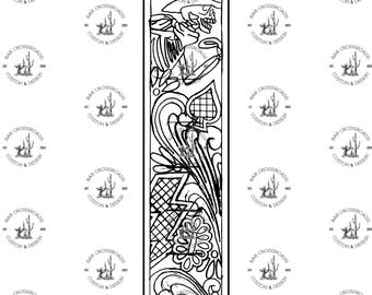 Leather Tooling Template PNG - Skeleton Rider Checkered Scroll