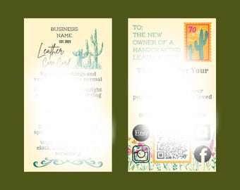 CANVA Leather Care Card Template - Postal Cactus