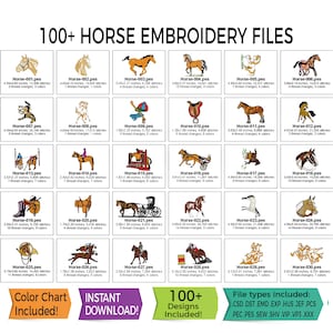 100+ Horse Influence Themed Embroidery Design Files • Instant Download - 13 File Type Bundle Included • PES • HUS • DST and More!