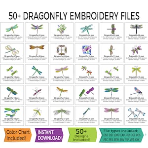 Dragonfly Embroidery Designs • 50+ File Bundle (Instant Download)