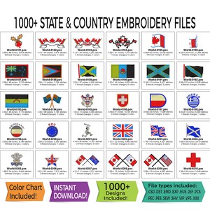 1000 borduurbestanden van staat en land Wereld VS Direct downloaden 13 bestandstypen inbegrepen PES HUS DST en meer afbeelding 3