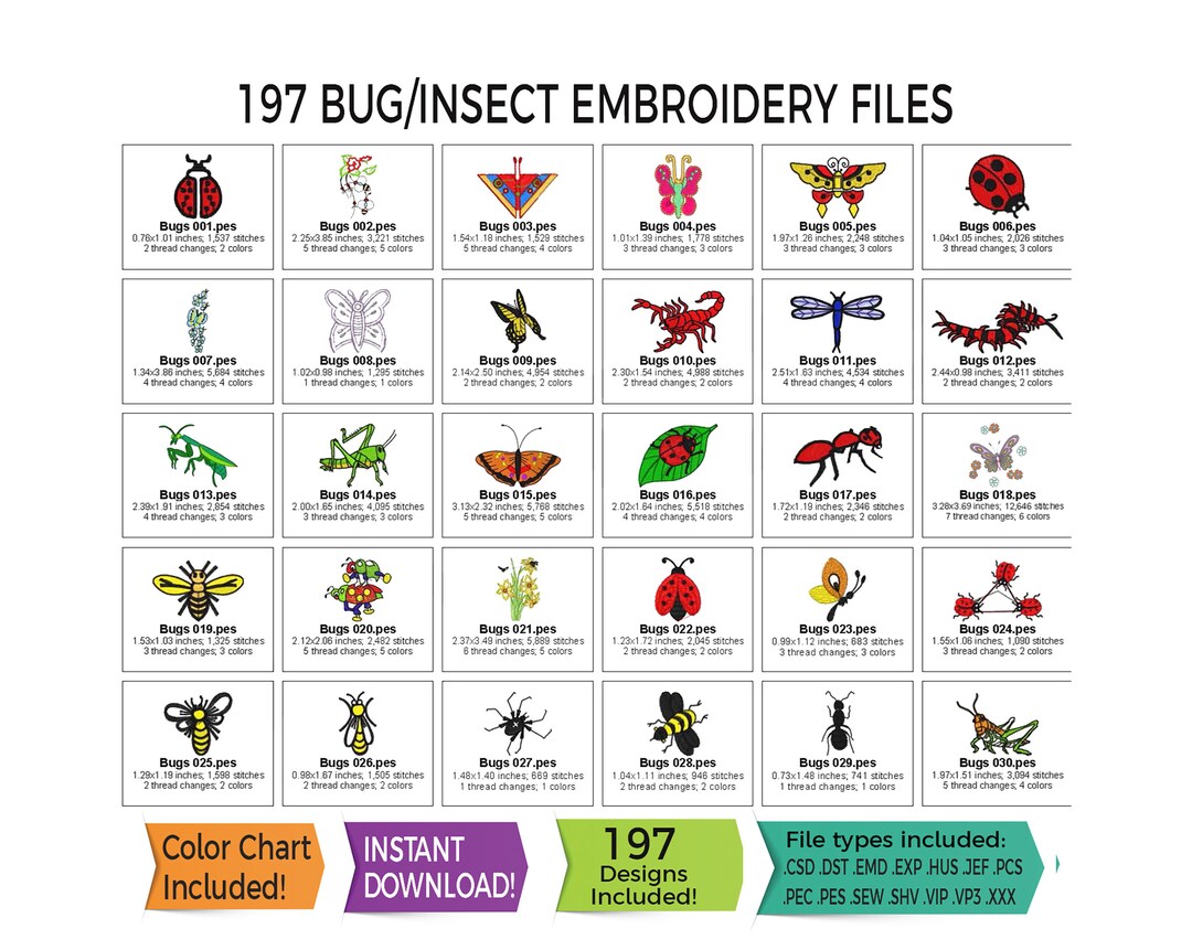 Bug & Insect Embroidery Designs • 197 Files (instant Download) - Etsy