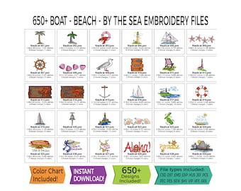 Boat Beach Sea Embroidery Designs, 650+ Nautical Files (Instant Download)