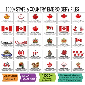 1000 borduurbestanden van staat en land Wereld VS Direct downloaden 13 bestandstypen inbegrepen PES HUS DST en meer afbeelding 4