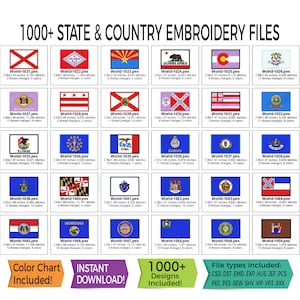 1000 borduurbestanden van staat en land Wereld VS Direct downloaden 13 bestandstypen inbegrepen PES HUS DST en meer afbeelding 10