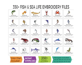 Fish & Sea Life Embroidery Designs • 350+ File Bundle (Instant Download)