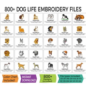 800+ Dog & Dog Life Embroidery Design Files • Instant Download - 13 File Type Bundle Included • PES • HUS • DST and More!