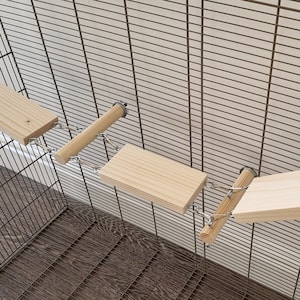 Pet Cage Bundle (6pcs) - Accessories, Fun Enrichment, Perch, Balance Bridge, Natural Hanging Toys, Kiln-Dried Wood, Rat, Mouse, Supplies