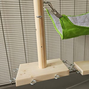 Hanging Pole Platform & Hooks *Discounted Solely Due To Cosmetic Imperfections* - 39cm Pole, Pet Cage Accessories, Platform Shelf, Rat, Degu