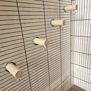 4x Perch & Hook Bundle - Cage Accessories, Hanging Toy, Enrichment, Rat, Mouse, Degu, Bird, Budgie, Kiln-Dried Pine, Climbing Peg Steps, 5cm