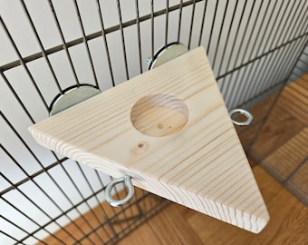 Triangle Treat Ledge & Hooks - Pet Cage Accessories, Foraging, Platform, Food, Reversible Shelf, Natural Enrichment, Rat, Mouse, Degu, Bird