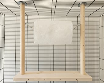 Pet Cage Sky Bridge & Toilet Roll Holder + Hooks - Accessories, Natural Enrichment, Shelf, Ledge, Pole, Perch, Chain, Toys, Rat, Mouse, Degu