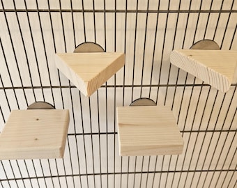 4x Pet Cage Ledge Shapes (4pcs) - Accessories, Platform, Shelf, Step, Fun Natural Enrichment, Rat, Mouse, Degu, Bird, Gerbil, Kiln-Dried