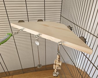 Pet Cage Corner Ledge & Hooks (38cm) - Accessories, Natural Enrichment, Litter Tray Shelf, Platform, Rat, Degu, Gerbil, Bird, Chinchilla