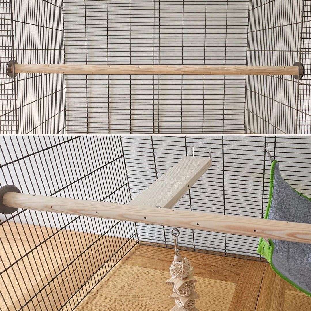 Pet Cage Full-width Perch + 12 Hooks - Accessories, Pole, Bar, Fall ...