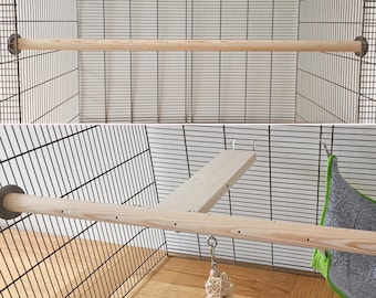 Little Zoo Venturer Full-Width Perch + 12 Hooks - Cage Accessories, Natural Enrichment, Pole, Bar, Fall Breaker, Hammock, Hanging Toys, Rat