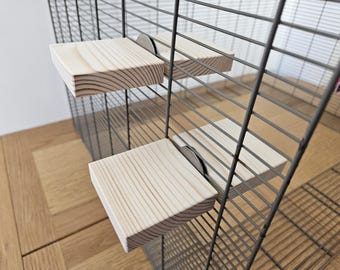 2x Dual-Ended Cage Ledge Sets (4pcs) - Accessories, Natural Enrichment, Hanging Toys, Small Animal, Rat, Mouse, Degu, Bird, Pet Supplies