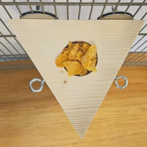 Triangle Treat Ledge & Hooks - Pet Cage Accessories, Foraging, Platform, Food, Reversible Shelf, Natural Enrichment, Rat, Mouse, Degu, Bird