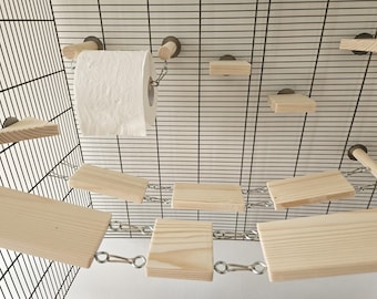 Mega Pet Cage Bundle (15pcs) - Accessories, Natural Enrichment, Fall Breaker, Balance Bridge, Perch, Rat, Ledge, Hooks, Toilet Roll Holder