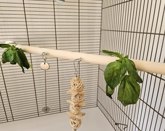 Corner Perch & Hooks (50cm) - Pet Cage Accessories, Natural Enrichment, Treats, Toys, Kiln-Dried Pine, Rat, Degu, Bird, Boredom Buster
