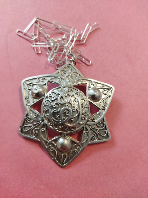 Joli Collier Oriental En Argent – Avec Pierre Améthyste – Style Ethnique Chic