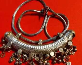 Rajasthan India silver choker necklace.