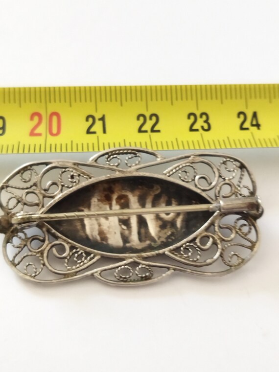 Ancienne Broche En Argent Massif – Style Arabe Berbère – Filigrane – Occasion