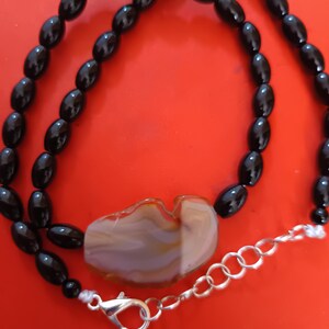 Collier Perles D'Agate Rubanée Multicolore 8mm - Chaine Acier Inoxydable, Neuf Avec étiquettes