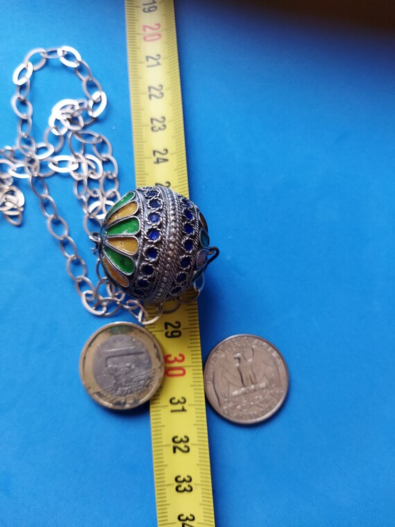 Collier Berbère Ancien En Argent Massif émaillé - Traditionnel, Occasion