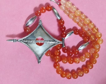 Carnelian and silver Tuareg necklace.