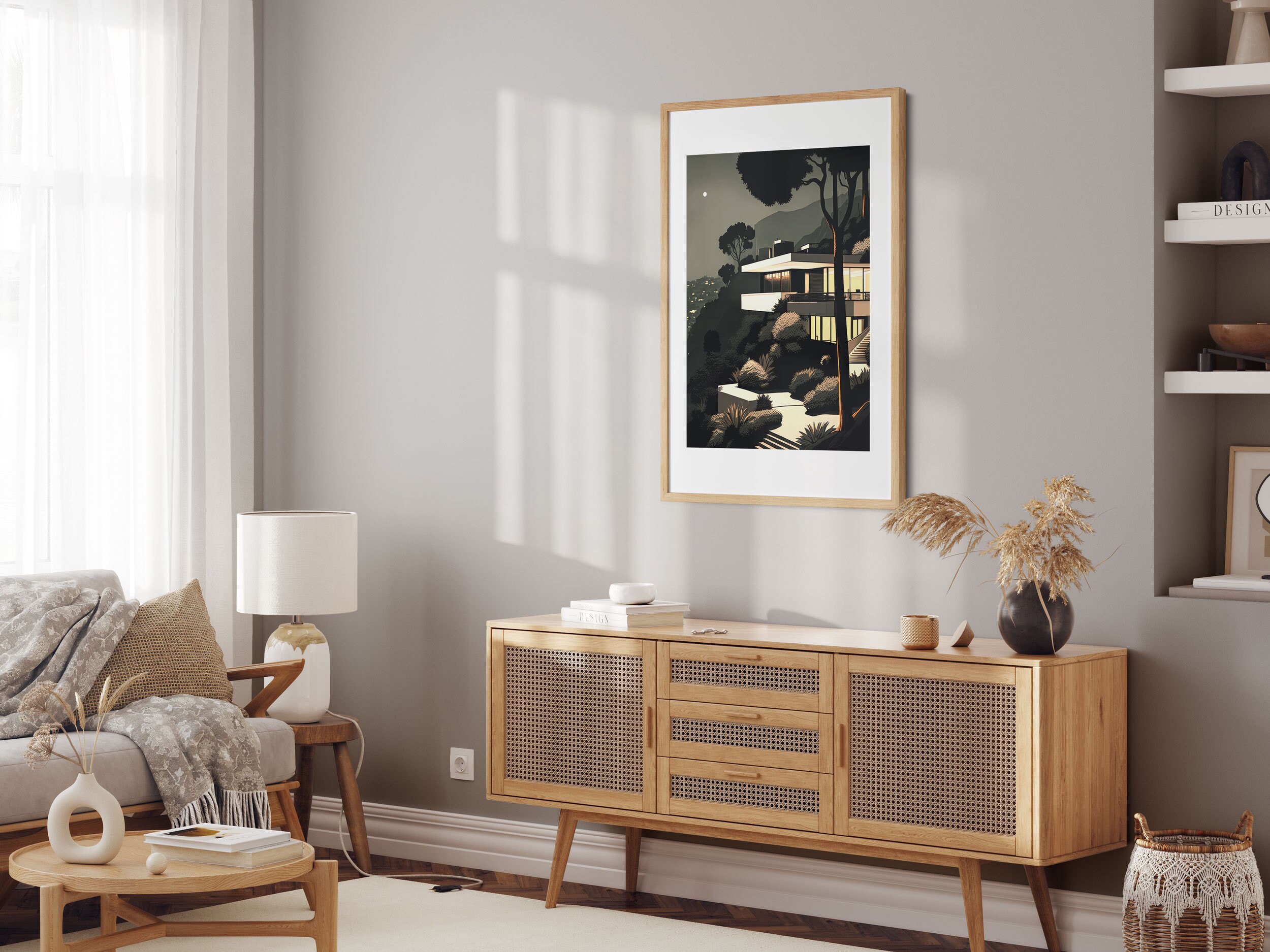 Modernist Architecture, Hollywood Hills Print 3, Monochrome, Moody ...
