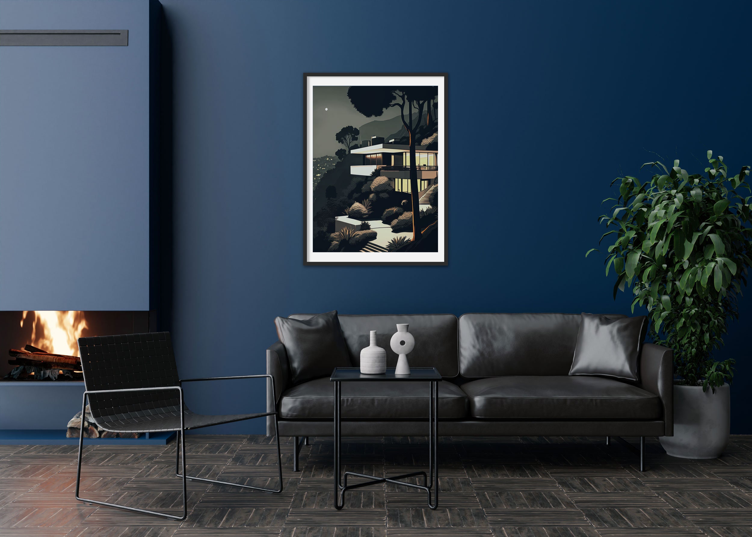 Modernist Architecture, Hollywood Hills Print 3, Monochrome, Moody ...