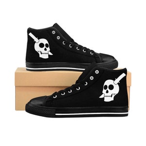 skull shoes Crow shoes goth shoes Gothic Skull gift for her women shoes nevermore shoes Women's Gothic Hi-Top Classic Sneakers Shoes Womens Shoes Sneakers & Athletic Shoes Hi Tops 