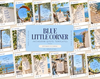 Blue Little CornerのInstagramテンプレート｜編集可能なCanva引用投稿33種類（デジタルダウンロード）