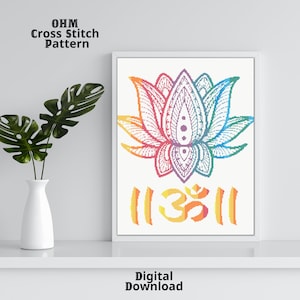 OHM Lotus Kreuzstichmuster -Digital - Printable Download