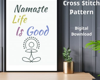 Namaste Cross Stitch Pattern -Digital -  Printable Download
