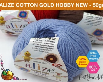 6-12 Skeins Alize Baby Yarn Cotton Gold Hobby New - 50g - Amigurimi -Cotton -Sport Weight - Baby Weight