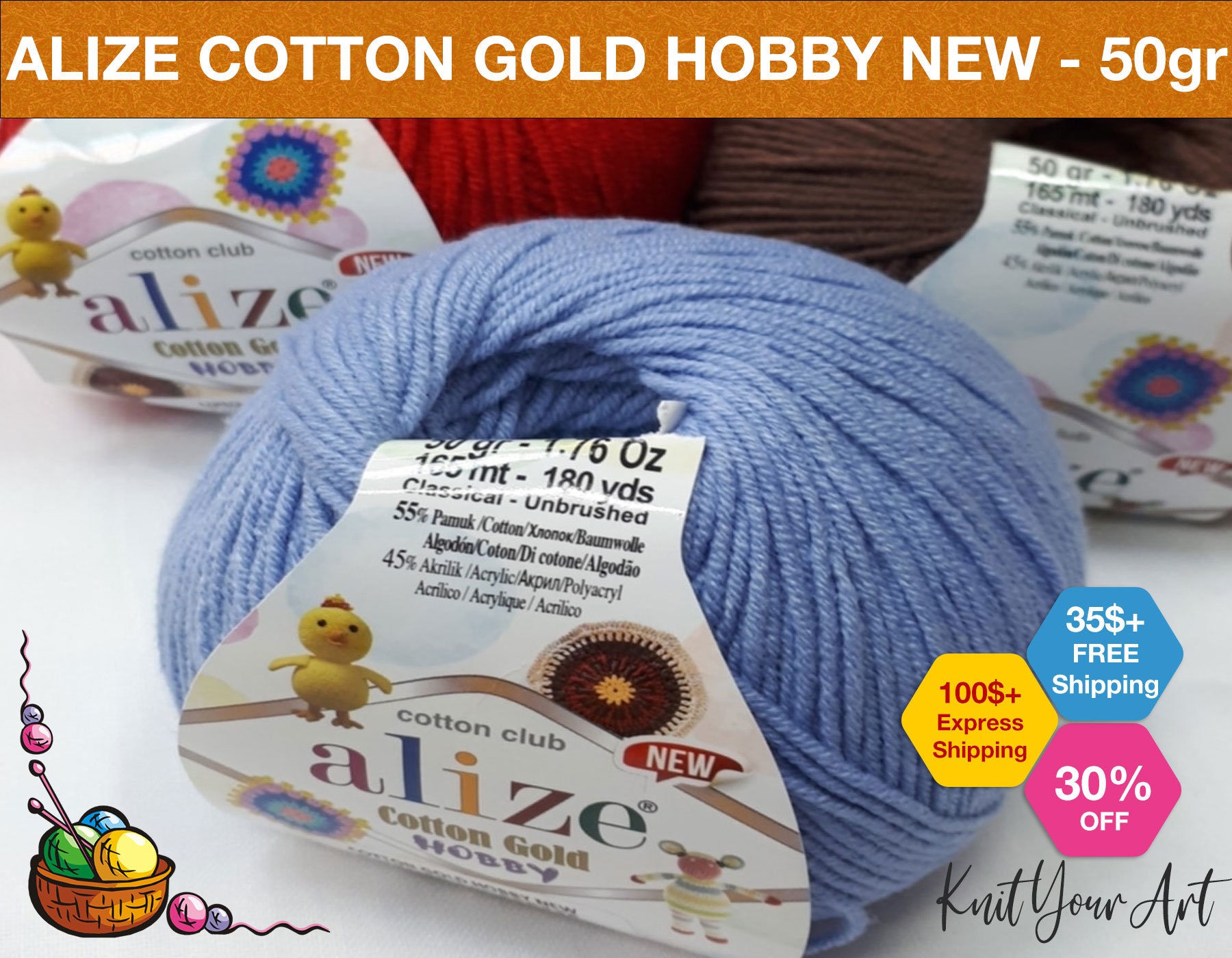 Alize Cotton Gold Yarn/ Amigurumi Cotton Yarn / Cotton Acrylic Blend / Baby  Cotton Yarn /alize Yarn / Knitting Yarn / Amigurumi Crochet 