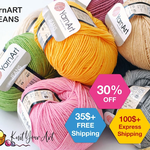 YarnArt Jeans - Amigurumi yarn, Crochet or Knitting - Soft Baby Yarn - Cotton and Acrylic - Hypoallergenic yarn