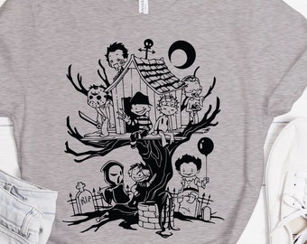 Halloween Tree House, Horror Movie Characters Shirt, Horror Movie Shirt, Halloween Shirt, Horror Fan Gift, Horror Movie Gift, Horror Fan Tee