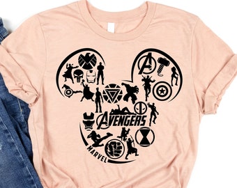 Mickey Ears Avengers, Camisa de los Vengadores, Regalo de los Vengadores, Camisa de los Vengadores de Disney, Camisa de Disney de los Vengadores, Camisa de la familia Disney, Camisa de viaje de Disney