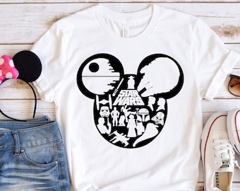 Mickey Ears Star Wars, Star Wars Mickey, Star Wars Disney, Disney Star Wars, Camisas de viaje de Disney, Camisa de Star Wars, Disney Mujeres Star Wars