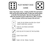 Money Madness Dice Game, party game, holiday game, family game