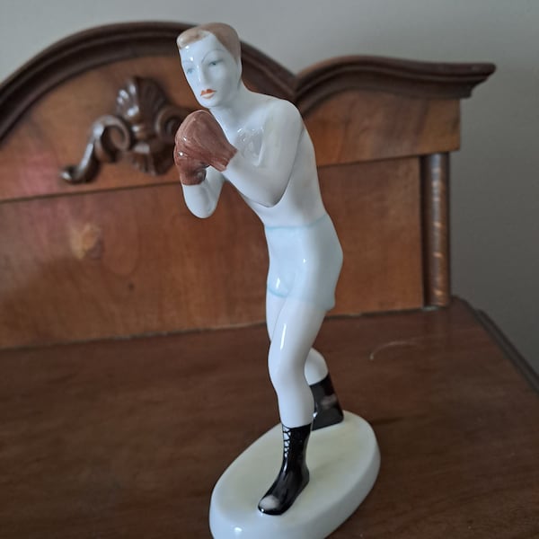 Figurine de boxe en porcelaine art déco cool, poupée en porcelaine